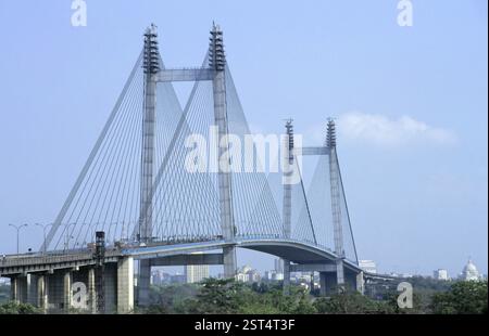 Die neue Howrah-Brücke (Vidyasagar Setu) auf dem Hooghtly River in Kalkutta, Westbengalen, Indien, Asien Stockfoto