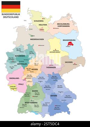 Karte der Verwaltungsabteilung der Bundesrepublik Deutschland Stockfoto