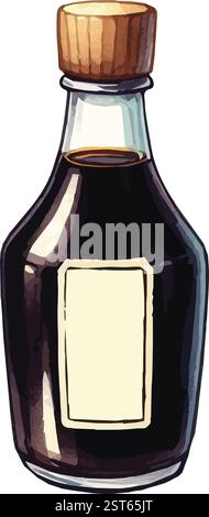 Vektor illustrierte Flasche mit traditioneller Sojasauce Stock Vektor