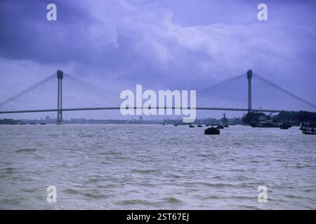 Vidyasagar Setu (neue Brücke) über den hootly River, Kalkutta, Westbengalen, Indien, Asien Stockfoto