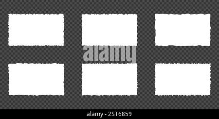 Zerrissene Papierstücke. Symbol für wellenförmige Kanten, Rechteckformen Stock Vektor