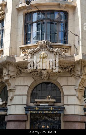 Sao Paulo, Brasilien - 29. Oktober 2021: Die Fassade des Kulturzentrums Banco do Brasil, das 1901 erbaut wurde, wurde 1923 von der Banco do Brasil gekauft. Stockfoto
