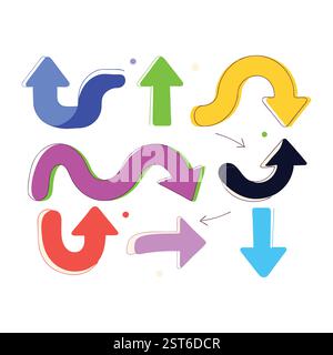 Bunte Handgezeichnete Pfeile Vektor-Illustration Stock Vektor