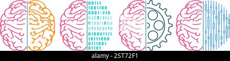 Set mit Brain-Logo Stock Vektor