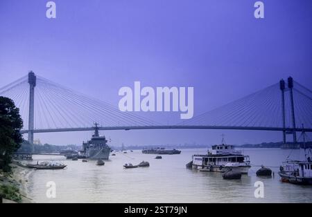 Vidyasagar Setu (neue Howrah-Brücke) über den hoodly River, Kalkutta, Westbengalen, Indien, Asien Stockfoto