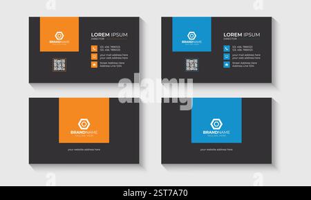 Kreative und minimale Layoutvorlage für Visitenkarten. Professionelle elegante Visitenkarte, Visitenkarte, Identität, Firma, Kontakt, Branding Stock Vektor