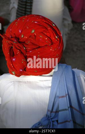 Indischer roter Turban, Indien, Asien Stockfoto