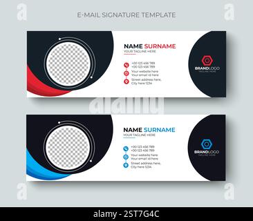 Kreative professionelle und minimalistische Business-E-Mail-Signatur oder E-Mail-Fußzeilen-Layoutvorlage. Modernes und professionelles Business-E-Mail-Signatur-Design Stock Vektor