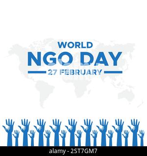 Welttag der Nichtregierungsorganisation. Welttag der nichtregierungsorganisationen. Welt-NGO Tag Papier Schnitt Stil Vektor Design Illustration für Hintergrund, Stock Vektor