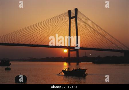 Vidyasagar Setu neue Howrah-Brücke über den Hootly River, Kalkutta, Westbengalen, Indien, Asien Stockfoto