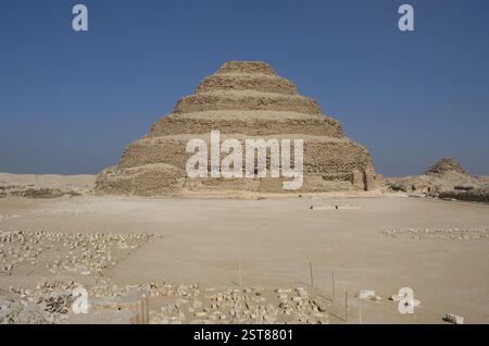 Pyramide von Djoser. Sakkara-Nekropole. Memphis, Ägypten. Stockfoto