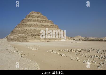 Pyramide von Djoser. Sakkara-Nekropole. Memphis, Ägypten. Stockfoto