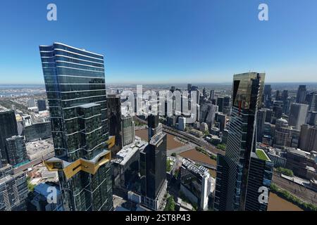 Aus der Vogelperspektive auf Melbourne CBD, Melbourne Central Business District, City Skyline, Victoria, Australien Stockfoto