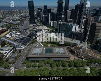 Aus der Vogelperspektive auf Melbourne CBD, Melbourne Central Business District, City Skyline, Victoria, Australien Stockfoto