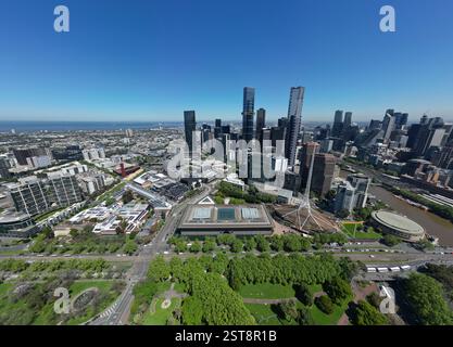 Aus der Vogelperspektive auf Melbourne CBD, Melbourne Central Business District, City Skyline, Victoria, Australien Stockfoto