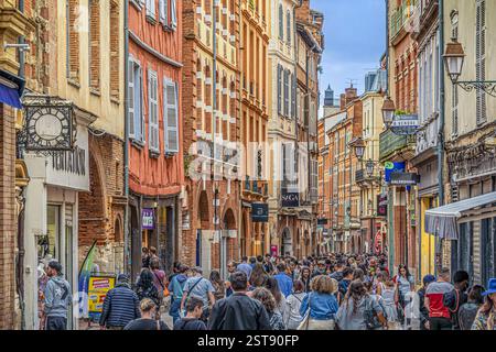 FRANKREICH. HAUTE GARONNE (31) TOULOUSE. RUE DE LA POMME, IM HISTORISCHEN ZENTRUM. Stockfoto