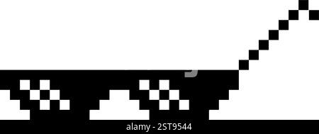 Lustige Pixelige Sonnenbrille. Einfache lineare Logo-Illustration einer 8-Bit-Boss-Brille mit schwarzem Pixel. Art Style Trend Moderne Logotypgrafik – isoliert auf W Stock Vektor