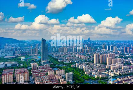 Stadtlandschaft des Geschäftsviertels Lihu, Wuxi City, Provinz Jiangsu, China Stockfoto