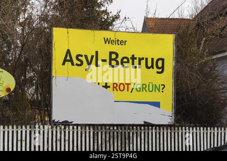Umstrittene Plakatkampagne der Partei Alternative für Deutschland zur Bundestagswahl 2025. Die Werbekampagne wird extern finanziert und Stockfoto