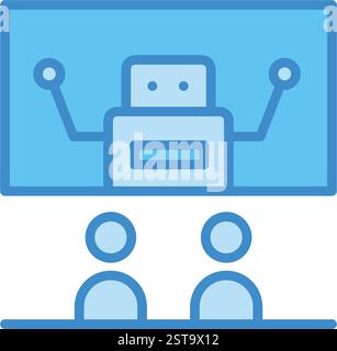 KI in der Ausbildung Roboter Lehrer Symbol Stock Vektor