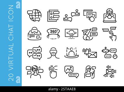 Symbole Für Virtuellen Chat Festgelegt Stock Vektor