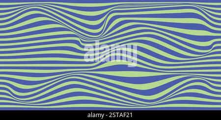 Abstraktes optisches Illusionsmuster mit wellenförmigen Linien in Kontrastfarben Stock Vektor