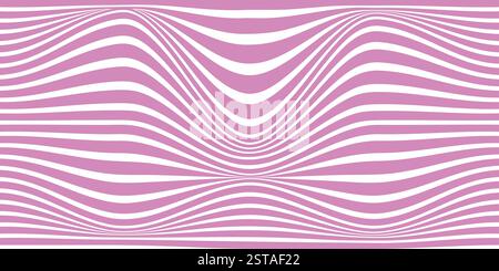 Abstrakter Gewellter Optischer Illusions-Rosa Streifenmuster Geometrischer Hintergrund Stock Vektor