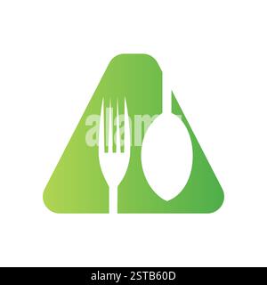 Initial Letter Ein Restaurant Logo Design Konzept mit Gabel und Löffel Symbol Stock Vektor