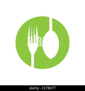Initial Letter O Restaurant Logo Design Konzept mit Gabel und Löffel Symbol Stock Vektor