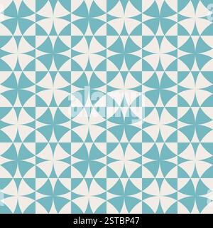 Geometrisches Muster mit blauen und gelben Akzenten, nahtlose sich wiederholende Muster, Vektorkunststil, einfache Formen, flache Farbblöcke, Retro-Design Stock Vektor