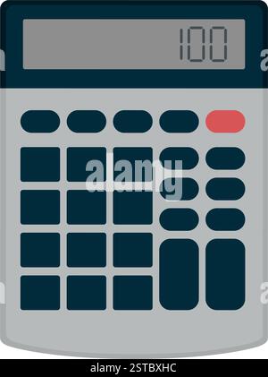 Digitaler Taschenrechner mit Nummer auf dem Display isoliert, Mathematik und Buchhaltungskonzept Stock Vektor