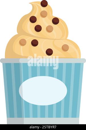 Köstliches Eis mit cremigem Vanillegeschmack in einer Tasse, isoliert Stock Vektor