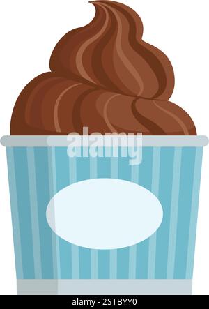 Köstliches Eis mit cremigem Schokoladengeschmack in einer Tasse, isoliert Stock Vektor