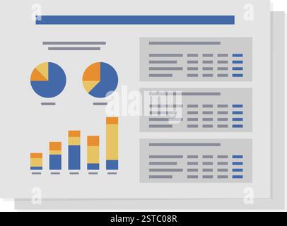 Finanzbericht mit Diagrammen und Daten: Bankwesen, Unternehmensführung und Investitionskonzept Stock Vektor