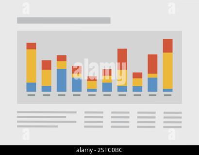 Finanzbericht mit Diagrammen und Daten: Bankwesen, Unternehmensführung und Investitionskonzept Stock Vektor