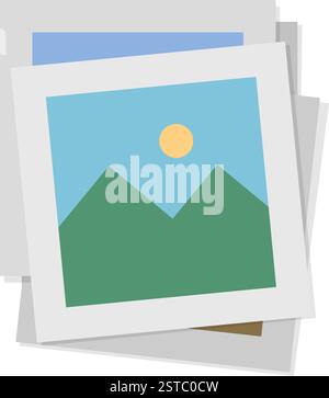 Satz von vielen gestapelten Bildern isoliert: galerie und Datasets Konzept Stock Vektor