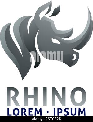 Rhino Rhinozeros Tierdesign Icon Mascot Konzept Stock Vektor