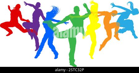 Tänzerinnen Silhouette Street Dance Posiert Silhouetten Stock Vektor