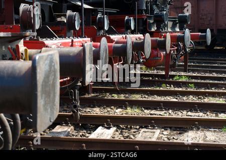Bremse-Puffer-Dampflokomotiven Stockfoto