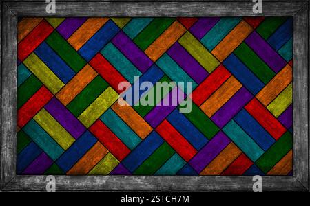 Grunge Holzhintergrund in verschiedenen Farben gemalt Stockfoto