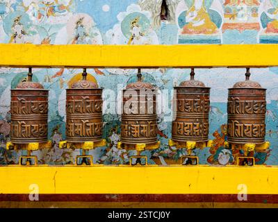 Gebetsmühle in Bodhnath Stupa in Kathmandu Stockfoto