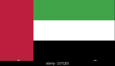 Flagge der Vereinigten Arabischen Emirate, Nationalflagge mit grünen, weißen, schwarzen Streifen und rotem senkrechtem Streifen Stock Vektor
