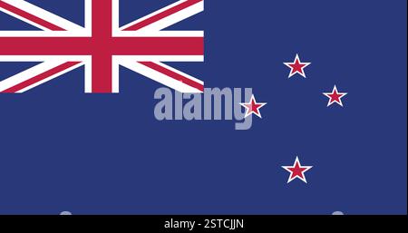 Flagge Neuseelands, Nationalflagge mit Union-Jack-Kanton und Sternen des Südkreuzes auf Blau Stock Vektor