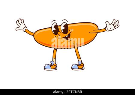 Cartoon groovige Mathe Minuszeichen oder Subtraktionszeichen für Gleichung, Vektor-Emoji. Grooviges Minuszeichen mit Happy Lächeln im Gesicht für Kinder Ma Stock Vektor