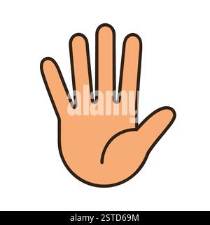 Hand-Symbol. Zeichentricksymbol der offenen menschlichen Handpalme isoliert auf weißem Hintergrund. Vektorabbildung Stock Vektor