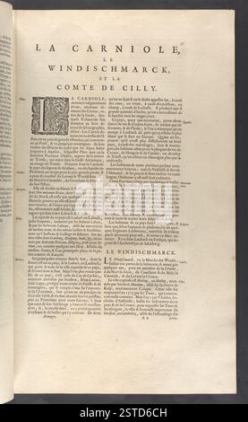 Ein antiker Band aus der Topographischen Sammlung des BL King mit dem Titel „Troisième Volvme de la Geographie“, der Karten, geographische Beschreibungen und detaillierte topographische Informationen aus dem 18. Jahrhundert enthält. Die Arbeit bietet Einblicke in historische Kartographie, Geographie und Erkundung. Stockfoto