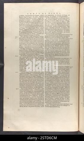 Ein antiker Band aus der Topographischen Sammlung des BL King mit dem Titel „Troisième Volvme de la Geographie“, der Karten, geographische Beschreibungen und detaillierte topographische Informationen aus dem 18. Jahrhundert enthält. Die Arbeit bietet Einblicke in historische Kartographie, Geographie und Erkundung. Stockfoto