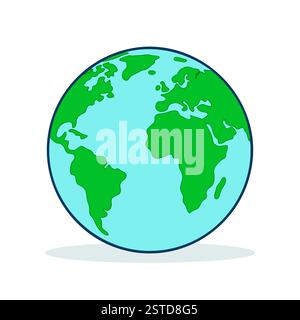 Symbol Masse. Planet Erde mit Kontinenten und Ozeanen, isoliert auf weißem Hintergrund. Globus-Symbol. Stock Vektor