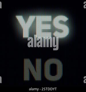 Ja und Nein auf dem Computerbildschirm. Konzept für Bestätigung und Ablehnung Stockfoto