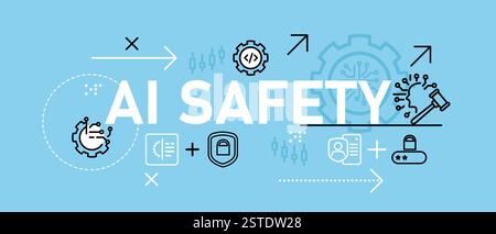 KI-Sicherheit Konzept intelligente Systemsteuerung Datenschutz Sicherheit Datenbankentwicklung Programmierung Wartung Cybersicherheit Informationstechnologie Stock Vektor